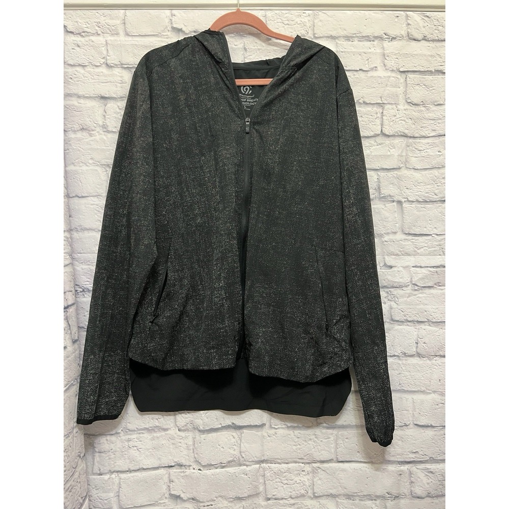Champion C9 Black Spacetech Hooded Zip Sweatshirt Soft Fleece Lined Size L